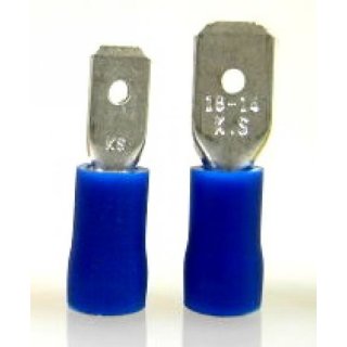 Flachstecker 1,5 bis 2,5 mm², blau isoliert; 6,35 mm breit