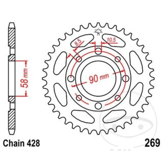 Kettenrad HON CB100-125, CM185/200; Teilung 428