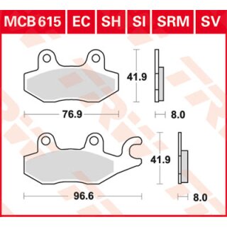 Bremsklötze TRW MCB615 oder SBS 638HF